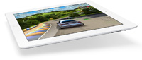 iPad 2 playing a 3D car game