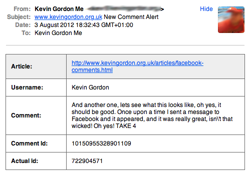 Format of email alert