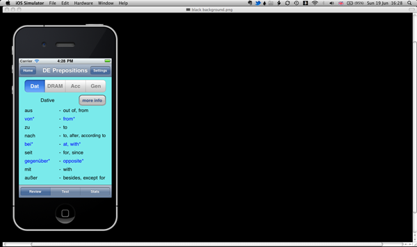 You should now make sure the black background is shown and aligned correctly with the app simulator