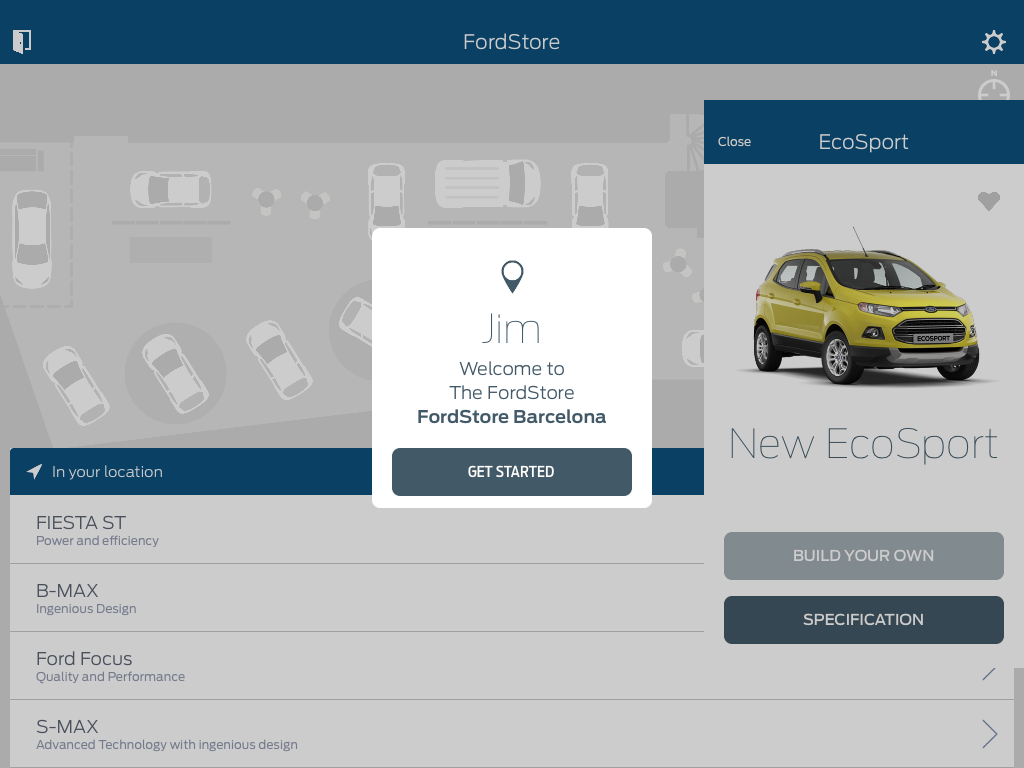 I explored the potential of iBeacons technology for Ford, building locational experiences in dealerships. Ahead of Apple's launch, I implemented it in a Barcelona dealership. Through geometric calculations, I developed an algorithm to pinpoint a person's location based on BLE distance from strategically placed beacons. This facilitated indoor mapping and enhanced customer experiences at dealerships and motor shows.